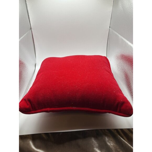 Vintage Needlepoint Xmas Santa Hand Embroidered Wool & Velvet Pillow NICE - Picture 14 of 15